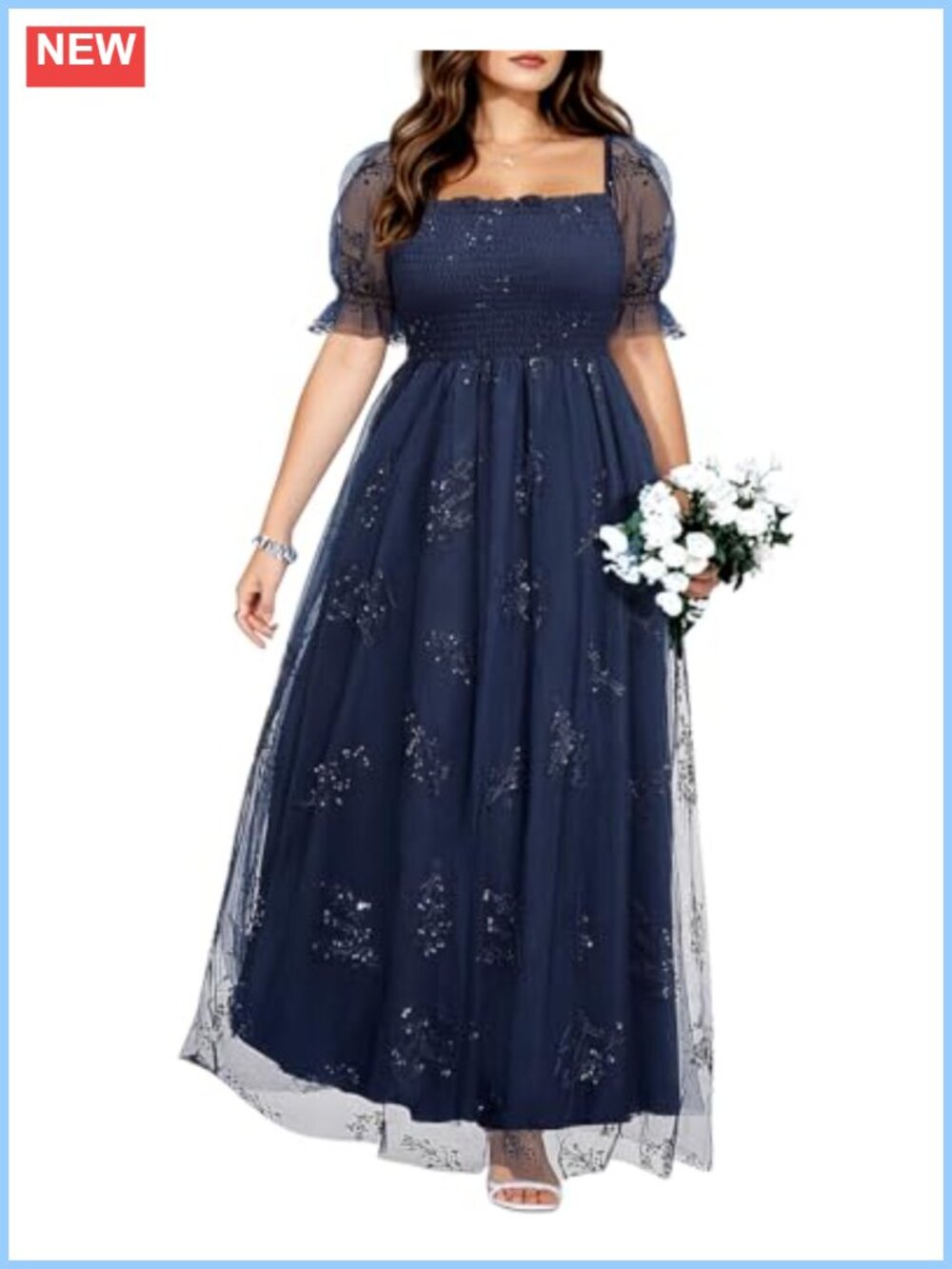 Tulle Formal Prom Bridesmaid Long Maxi Dress Sequin Floral Embroidered